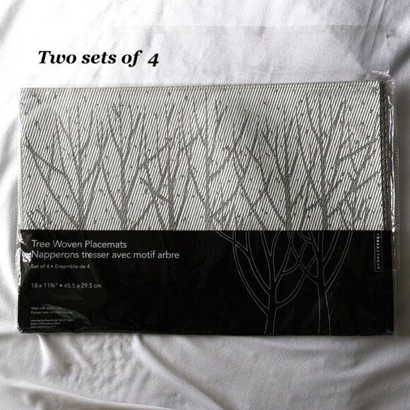 Silver Woven Tree Placemats - Wipe Clean PVC - Two sets of 4 - Picture 1 of 5